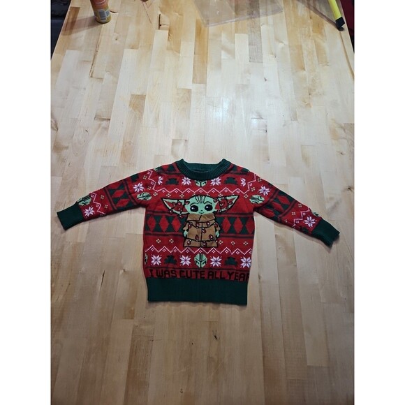 Star Wars Baby Yoda "I Was Cute All Year" Green-Red Christmas Sweater-12 Month's - Picture 4 of 16